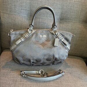 COACH Madison Dotted Op Art Sophia Satchel with Removable Strap 14”x10”x3”